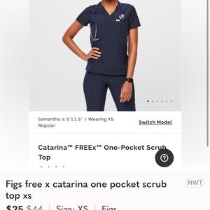 Figs Deep Blue One-Pocket Scrub Top
